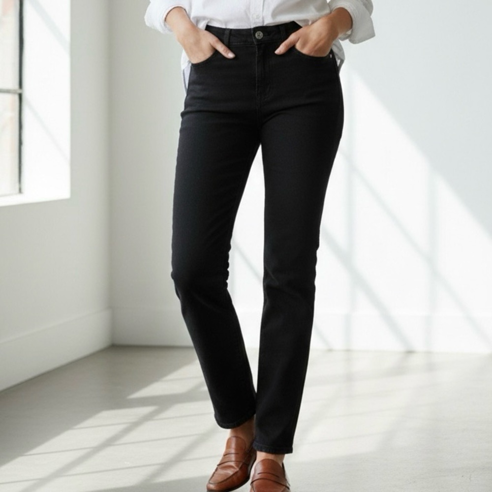 J. McLaughlin Black Charcoal Slim leg Normcore‎ Minimalist Denim Jeans size 8